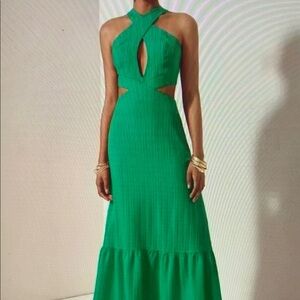 Chic Green Halter Maxi Dress